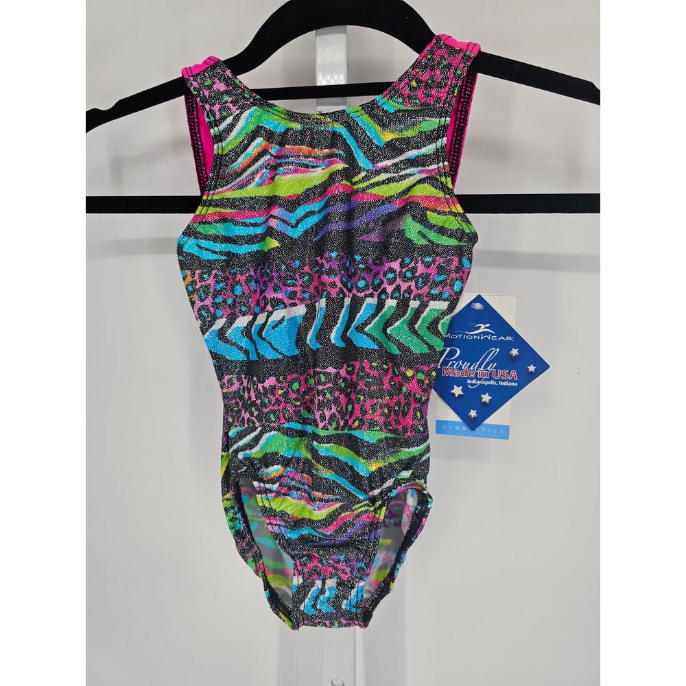 Motionwear Girls Sz XS Gymnastics Dance Leotard NEW Colorful Animal Print